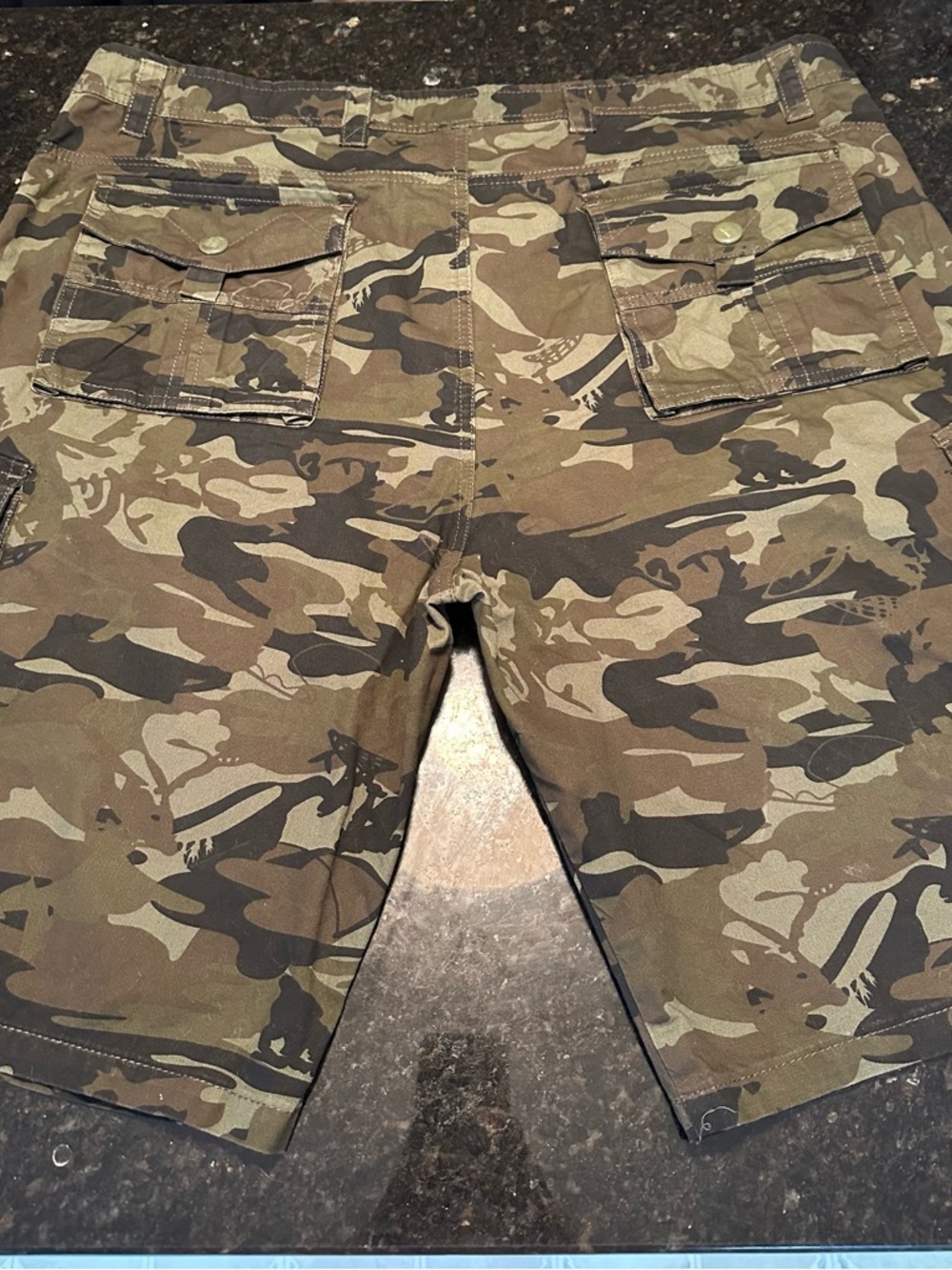 Camo Cargo Shorts - Green Woodland Print